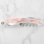 Rose Gold Blush Pink Agate Geode Glitzer Monogram Kellnermesser (Vorderseite)