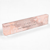 Rose Gold Blush Pink Agate Geode Glitzer Monogram Namensplakette