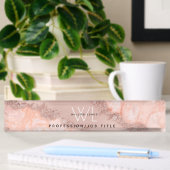 Rose Gold Blush Pink Agate Geode Glitzer Monogram Namensplakette