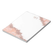 Rose Gold Blush Pink Agate Geode Glitzer Monogram Notizblock (Rotiert)