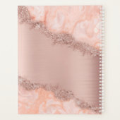 Rose Gold Blush Pink Agate Geode Glitzer Monogram Planer (Rückseite)