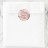 Rose Gold Blush Pink Agate Geode Glitzer Monogram Runder Aufkleber (Tasche)