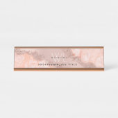 Rose Gold Blush Pink Agate Geode Glitzer Monogram Schreibtischnamensplakette (Vorderseite )