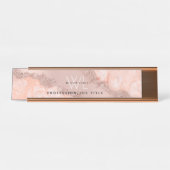 Rose Gold Blush Pink Agate Geode Glitzer Monogram Schreibtischnamensplakette (Vorderseite )