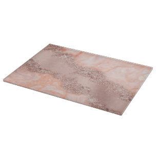 Rose Gold Blush Pink Agate Geode Glitzer Schneidebrett