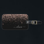 Rose Gold Blush Pink Black Girl Glitzer Monogram Gepäckanhänger<br><div class="desc">Rose Gold - Schwarz Rosa und Schwarz Sparkle Glitzer Monogramm Name Gepäcktasche Tag. Das macht den perfekten 16 Geburtstag,  Hochzeit,  Brautparty,  Babydusche oder Junggeselinnen-Abschied Geschenk für jemanden,  der sein Zimmer stilvoll dekoriert.</div>