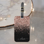 Rose Gold Blush Pink Black Girl Glitzer Monogram Gepäckanhänger<br><div class="desc">Rose Gold - Schwarz Rosa und Schwarz Sparkle Glitzer Monogramm Name Gepäcktasche Tag. Das macht den perfekten 16 Geburtstag,  Hochzeit,  Brautparty,  Babydusche oder Junggeselinnen-Abschied Geschenk für jemanden,  der sein Zimmer stilvoll dekoriert.</div>