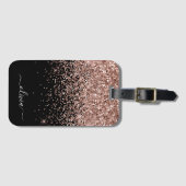 Rose Gold Blush Pink Black Girl Glitzer Monogram Gepäckanhänger (Vorderseite (Horizontal))