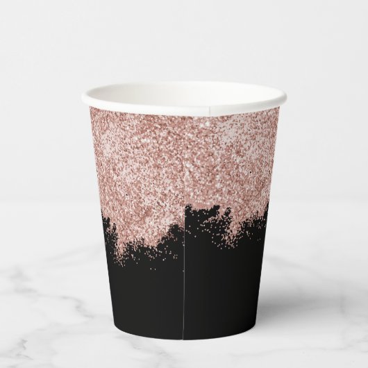 Rose Gold Blush Pink Black Girl Glitzer Staub Pappbecher (Rechts)