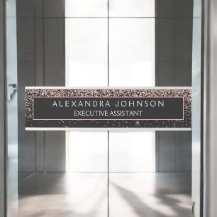 Rose Gold Blush Pink Black Glitzer Beruflich Türschild