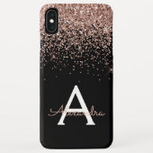 Rose Gold Blush Pink Black Luxe Glitzer Monogram Case-Mate iPhone Hülle (Rückseite)