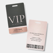Rose GOLD BLUSH PINK BLACK VIP EREIGNIS PASS Ausweis (Vorder- & Rückseite)