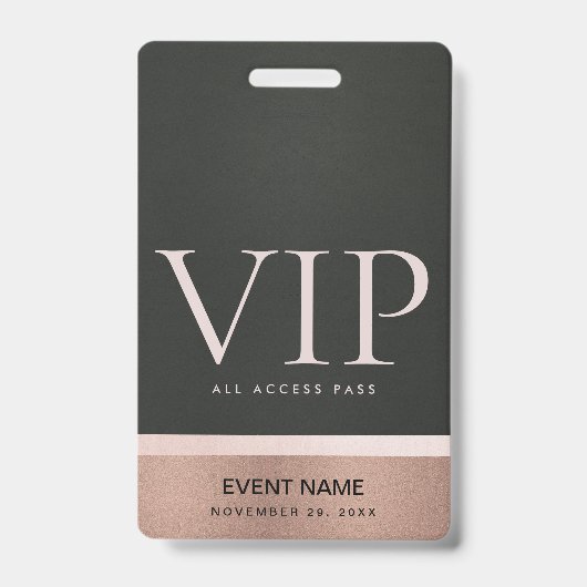 Rose GOLD BLUSH PINK BLACK VIP EREIGNIS PASS Ausweis (Vorderseite)