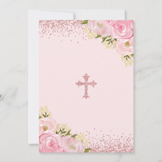 Rose Gold Blush Pink Bläsertaufen Danke Karte (Rückseite)