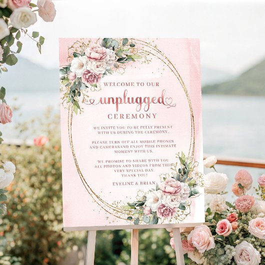 Rose Gold Blush Pink Botanisches Unplugged Poster