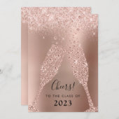 Rose Gold Blush Pink Champagne Graduation Party Einladung (Vorne/Hinten)