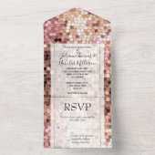 Rose Gold Blush Pink Confetti All In One Einladung (Innen Boden)