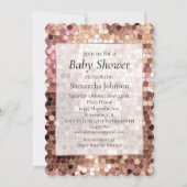 Rose Gold Blush Pink Confetti Babydusche Einladung (Vorderseite)