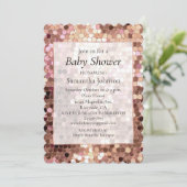 Rose Gold Blush Pink Confetti Babydusche Einladung (Stehend Vorderseite)