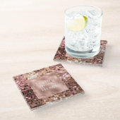 Rose Gold Blush Pink Confetti Glasuntersetzer (Schrägansicht)