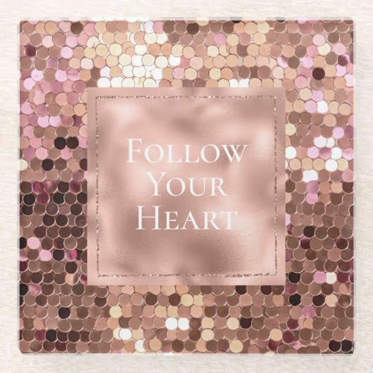 Rose Gold Blush Pink Confetti Glasuntersetzer (Vorderseite)