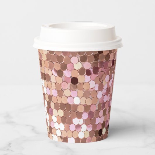 Rose Gold Blush Pink Confetti Pappbecher (Rückseite)