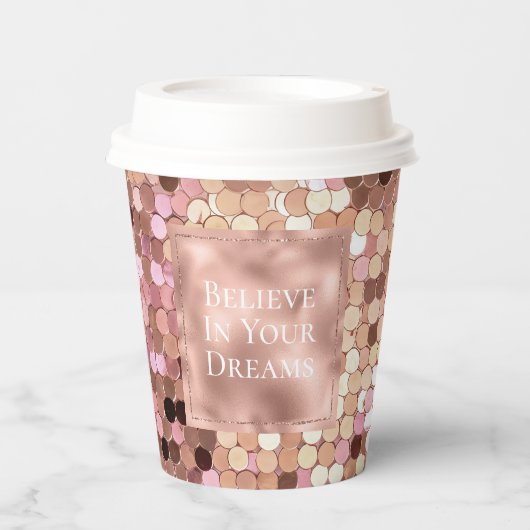 Rose Gold Blush Pink Confetti Pappbecher (Vorderseite)