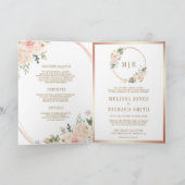 Rose Gold Blush Pink Florale Hochzeit QR Code Einladung (Innenseite)