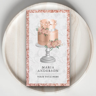 Rose Gold Blush Pink Florales Torten-Backwaren Cus Visitenkarte