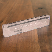 Rose Gold | Blush Pink Foil Modern Namensplakette (Seite)