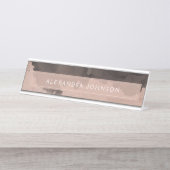 Rose Gold | Blush Pink Foil Modern Schreibtischnamensplakette (Vorderseite )