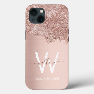 Rose Gold Blush Pink Girl Dust Monogramm Case-Mate iPhone Hülle