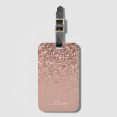 Rose Gold Blush Pink Girl Glitzer Monogram Gepäckanhänger (Vorderseite Vertikal)