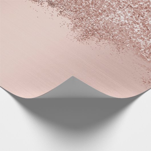 Rose Gold Blush Pink Girl Glitzer Staub Geschenkpapier (Ecke)