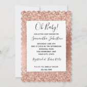 Rose Gold Blush Pink Glam Glitzer Einladung (Vorderseite)