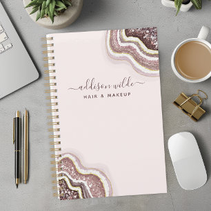 Rose Gold Blush Pink Glitter Achat Geode Planer