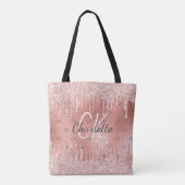 Rose gold blush pink glitter drips monogram glam tasche (Rückseite)