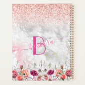 Rose Gold - Blush Pink Glitter Marble Monogram Planer (Rückseite)