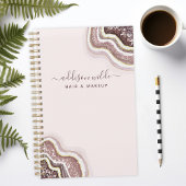 Rose Gold Blush Pink Glitzer Agate Geode Planner Planer