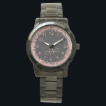 Rose Gold Blush Pink Glitzer Glam Monogram Name Armbanduhr<br><div class="desc">Glam Rose Gold Glitzer Elegante Monogram Watch. Dieses schicke Uhrendesign mit elegantem goldglänzenden Glitzer in der Rose auf schwarzem Hintergrund ist einfach zu personalisieren. Das Design enthält Ihr handgeschriebenes Skriptmonogramm mit hübschen Wirbel und Ihrem Namen.</div>