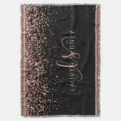 Rose Gold Blush Pink Glitzer Glam Monogram Name Decke (Vorderseite Vertikal)