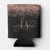 Rose Gold Blush Pink Glitzer Glam Monogram Name Dosenkühler (Rückseite)