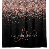 Rose Gold Blush Pink Glitzer Glam Monogram Name Duschvorhang (Vorderseite)