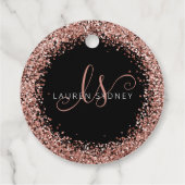 Rose Gold Blush Pink Glitzer Glam Monogram Name Geschenkanhänger (Rückseite)