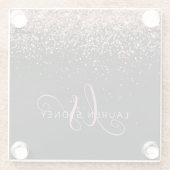 Rose Gold Blush Pink Glitzer Glam Monogram Name Glasuntersetzer (Rückseite)
