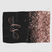 Rose Gold Blush Pink Glitzer Glam Monogram Name Golfhandtuch (Horizontal)