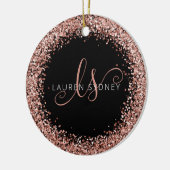 Rose Gold Blush Pink Glitzer Glam Monogram Name Keramik Ornament (Links)