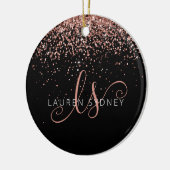 Rose Gold Blush Pink Glitzer Glam Monogram Name Keramik Ornament (Links)