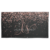 Rose Gold Blush Pink Glitzer Glam Monogram Name Kissenbezug (Vorderseite)