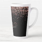 Rose Gold Blush Pink Glitzer Glam Monogram Name Milchtasse (Rechts)
